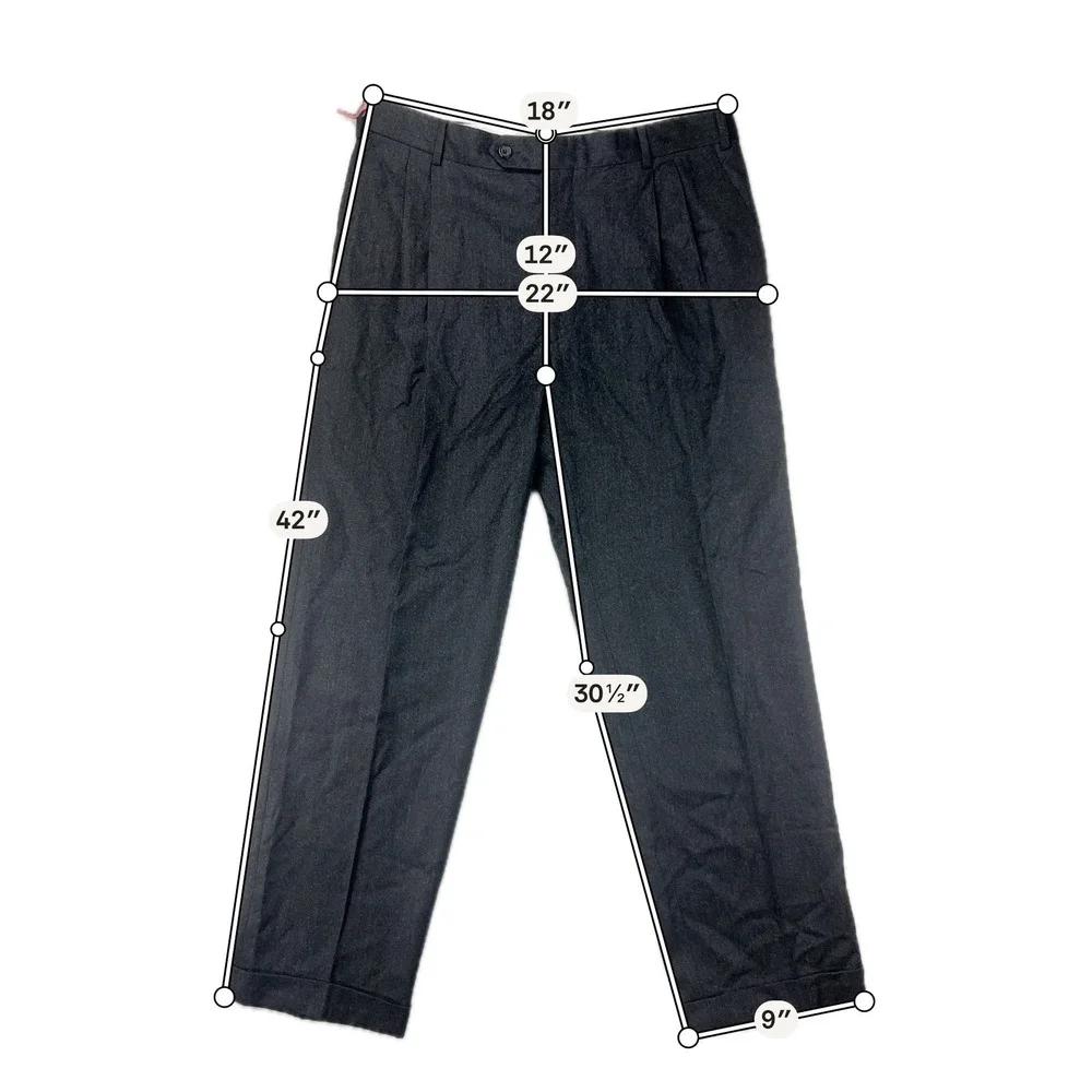 Enzo Mantovani Dress Pants Mens 36x32 Gray Pleated Wool‎ Cashmere Trousers Italy